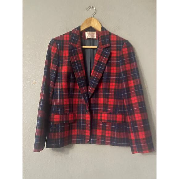 Wool Blazer Vintage‎ Pendleton 60s 70s Plaid Wool Blazer - Picture 1 of 5